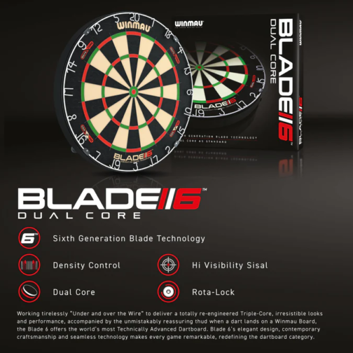 Winmau Blade 6 Dartboard - Professional - with Rota Lock System