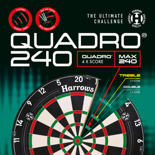 Harrows Quadro 240 Dartboard - African Sisal