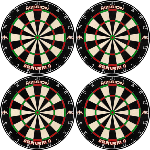 Mission Samurai II Dartboard - Ultra Thin Wire - Professional Board - Pack of 4