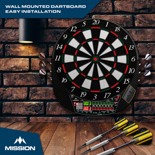 Mission G220 Electronic Dartboard - Professional Soft Tip - upto 16 players - 28 Games