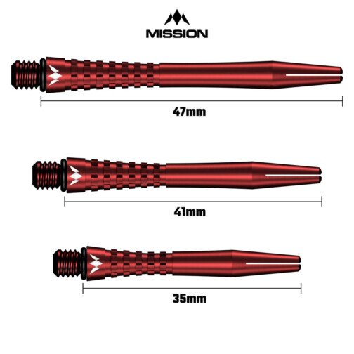 Mission Aluminium Shafts - Anodised Metal Stems - Red