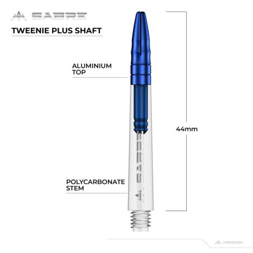 Mission Sabre Shafts - Polycarbonate Dart Stems - - Silver Top