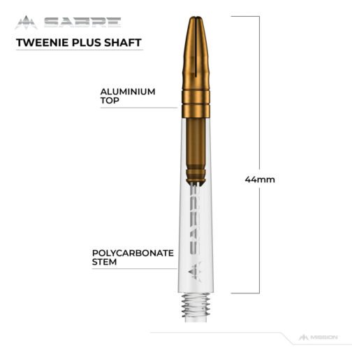 Mission Sabre Shafts - Polycarbonate Dart Stems - Gold Top