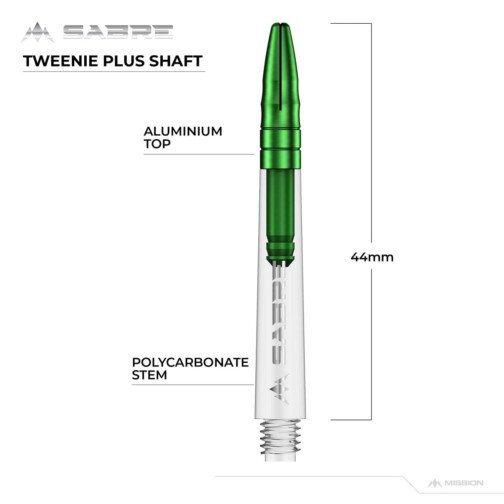 Mission Sabre Shafts - Dart Stems - Clear - Green Top