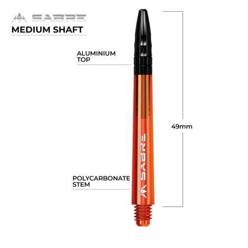 Mission Sabre Shafts - Polycarbonate Dart Stems - Orange - Top