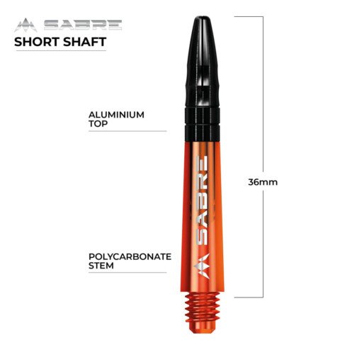 Mission Sabre Shafts - Polycarbonate Dart - Orange - Black Top