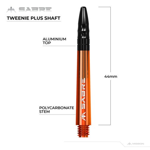 Mission Sabre Shafts - Polycarbonate Stems - Orange - Black Top