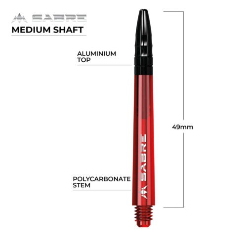 Mission Sabre Shafts - Polycarbonate Dart Stems - Red -