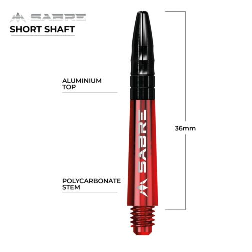 Mission Shafts - Polycarbonate Dart Stems - Red - Black Top