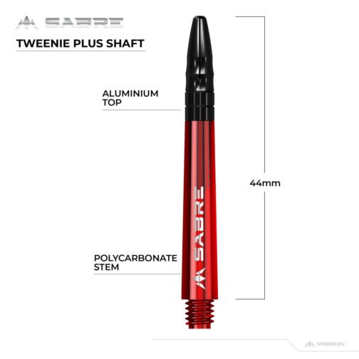 Mission Sabre - Polycarbonate Dart Stems - Red - Black Top