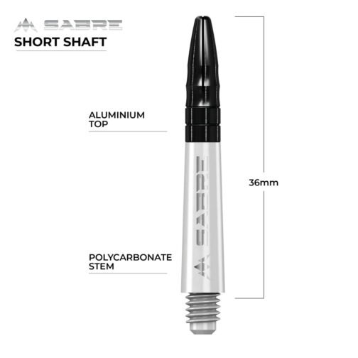 Mission Sabre Shafts - Dart Stems - White - Black Top