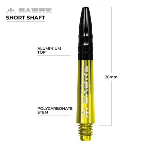 Mission Shafts - Polycarbonate Dart Stems - Yellow - Black