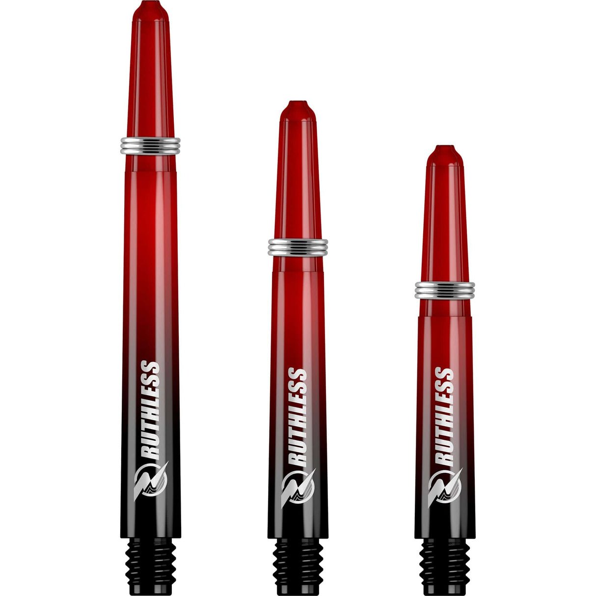 Ruthless Deflectagrip Plus Dart Shafts - Polycarbonate Stems with Springs - Red