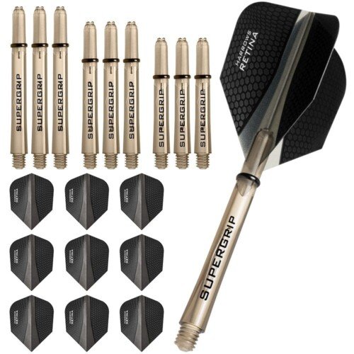 Harrows Retina Dart Flights and Shafts Combo Kit  – Black